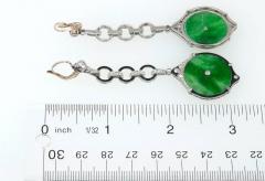 EDWARDIAN JADE DIAMOND AND ENAMEL DANGLE EARRINGS - 2749299