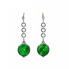 EDWARDIAN JADE DIAMOND AND ENAMEL DANGLE EARRINGS - 2749853