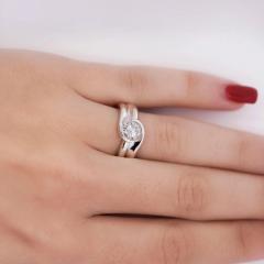 EGL Certified 1 01 Carat Round F G SI3 Diamond Platinum Bypass Engagement Ring - 3896584