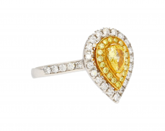 EGL Certified 1 05 Carat Fancy Vivid Yellow Diamond Pear Shape Ring - 3643338