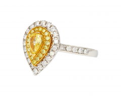 EGL Certified 1 05 Carat Fancy Vivid Yellow Diamond Pear Shape Ring - 3643343