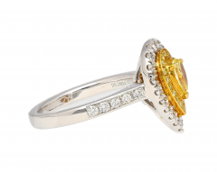 EGL Certified 1 05 Carat Fancy Vivid Yellow Diamond Pear Shape Ring - 3643345