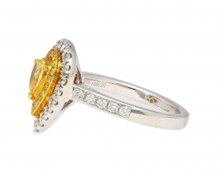 EGL Certified 1 05 Carat Fancy Vivid Yellow Diamond Pear Shape Ring - 3643346