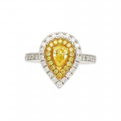 EGL Certified 1 05 Carat Fancy Vivid Yellow Diamond Pear Shape Ring - 3644024