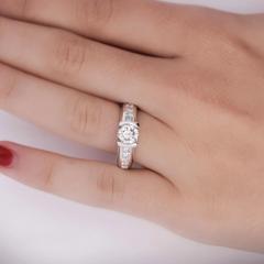 EGL Certified 1 65 Carat Round Princess Diamond Platinum Channel Set Ring - 3896600