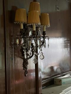 ELABORATE PAIR OF BRASS AND MULTI CRYSTAL FIVE ARM SCONCES - 2892032
