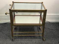 ELEGANT GERMAN ART DECO BRASS MAHOGANY AND GLASS BAR CART - 4136007