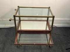 ELEGANT GERMAN ART DECO BRASS MAHOGANY AND GLASS BAR CART - 4136008