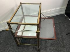 ELEGANT GERMAN ART DECO BRASS MAHOGANY AND GLASS BAR CART - 4136009