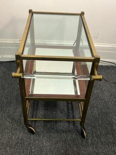 ELEGANT GERMAN ART DECO BRASS MAHOGANY AND GLASS BAR CART - 4136011