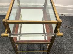 ELEGANT GERMAN ART DECO BRASS MAHOGANY AND GLASS BAR CART - 4136012