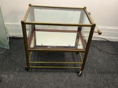 ELEGANT GERMAN ART DECO BRASS MAHOGANY AND GLASS BAR CART - 4136015