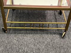 ELEGANT GERMAN ART DECO BRASS MAHOGANY AND GLASS BAR CART - 4136016