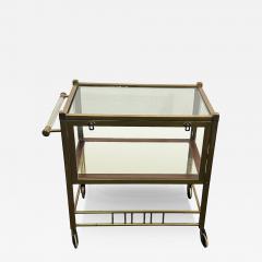ELEGANT GERMAN ART DECO BRASS MAHOGANY AND GLASS BAR CART - 4137511