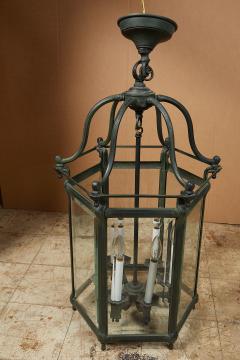 ELEGANT PAIR OF SOLID GREEN PATINATED BRONZE LANTERNS - 2350836