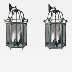 ELEGANT PAIR OF SOLID GREEN PATINATED BRONZE LANTERNS - 2353606