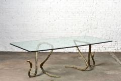 ELODIA Sculptural Brass Cobra and Glass Dining Table - 2890509