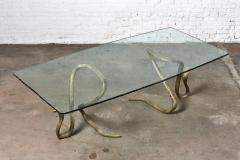 ELODIA Sculptural Brass Cobra and Glass Dining Table - 2890510