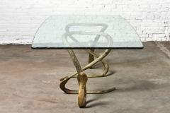 ELODIA Sculptural Brass Cobra and Glass Dining Table - 2890511