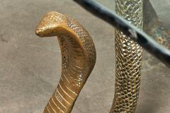 ELODIA Sculptural Brass Cobra and Glass Dining Table - 2890513