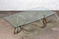 ELODIA Sculptural Brass Cobra and Glass Dining Table - 2890516