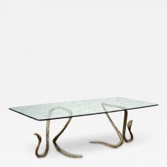 ELODIA Sculptural Brass Cobra and Glass Dining Table - 2891263