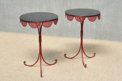 EMILIO TERRY Pair of French Red Black Tripod Gueridon Tables Emilio Terry Style 1950s - 4587569