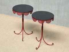 EMILIO TERRY Pair of French Red Black Tripod Gueridon Tables Emilio Terry Style 1950s - 4587572