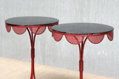 EMILIO TERRY Pair of French Red Black Tripod Gueridon Tables Emilio Terry Style 1950s - 4587575