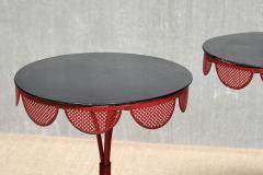 EMILIO TERRY Pair of French Red Black Tripod Gueridon Tables Emilio Terry Style 1950s - 4587577