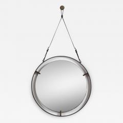 EMMERSON CIRCULAR METAL AND LEATHER MIRROR - 1572714