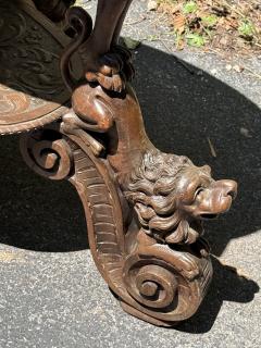 EXCEPTIONAL ANTIQUE ITALIAN FANTASTICAL MYTHOLOGICAL BEAUTY BEAST CARVED TABLE - 4287342