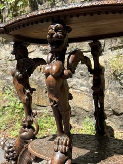 EXCEPTIONAL ANTIQUE ITALIAN FANTASTICAL MYTHOLOGICAL BEAUTY BEAST CARVED TABLE - 4287346