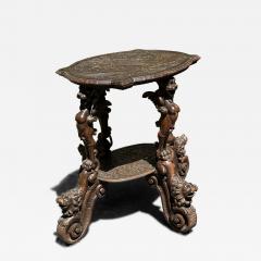 EXCEPTIONAL ANTIQUE ITALIAN FANTASTICAL MYTHOLOGICAL BEAUTY BEAST CARVED TABLE - 4288170