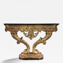 EXCEPTIONAL EARLY 19TH CENTURY SERPENTINE MARBLE GILTWOOD CONSOLE TABLE - 3020812