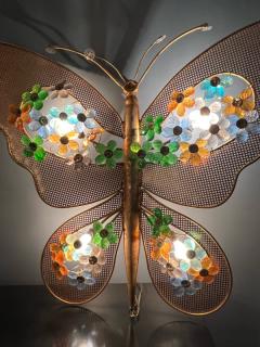 EXCEPTIONAL ITALIAN MULTI COLOR CRYSTAL AND GILT METAL BUTTERFLY LIGHT SCONCE - 2563252