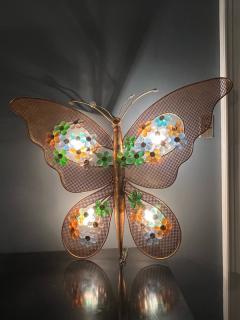 EXCEPTIONAL ITALIAN MULTI COLOR CRYSTAL AND GILT METAL BUTTERFLY LIGHT SCONCE - 2563255