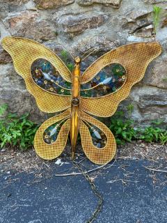 EXCEPTIONAL ITALIAN MULTI COLOR CRYSTAL AND GILT METAL BUTTERFLY LIGHT SCONCE - 2563256