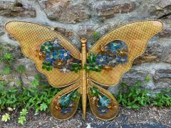 EXCEPTIONAL ITALIAN MULTI COLOR CRYSTAL AND GILT METAL BUTTERFLY LIGHT SCONCE - 2563258