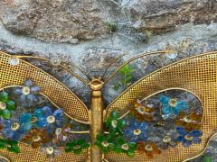 EXCEPTIONAL ITALIAN MULTI COLOR CRYSTAL AND GILT METAL BUTTERFLY LIGHT SCONCE - 2563259