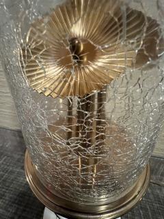 EXCEPTIONAL MID CENTURY CRACKLE GLASS AND BRASS MODERNIST FLOWER LAMP - 3430864