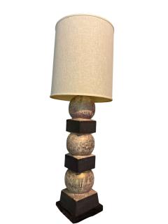EXCEPTIONAL MID CENTURY STACKED BALL SQUARES POTTERY LAMP - 4605120