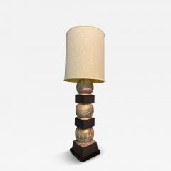 EXCEPTIONAL MID CENTURY STACKED BALL SQUARES POTTERY LAMP - 4607838
