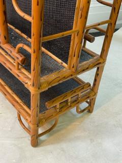 EXCEPTIONAL MODERN CHINOISERIE PAINTED BAMBOO AND RATTAN MAGAZINE RACK - 2124261