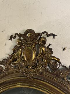 EXCEPTIONAL PAIR OF CHERUB FLOWERS BRONZE ANTIQUE ROUND MIRRORS - 4404658