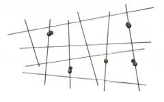 EXCEPTIONAL PAIR OF MONUMENTAL MODERNIST STEEL ROD BRASS BALL WALL SCULPTURES - 4413007