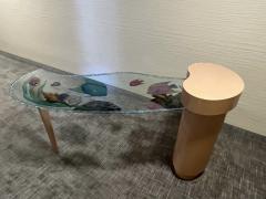 EXCEPTIONAL POST MODERN COLORFUL CARVED SEA LIFE GLASS CONSOLE - 2992991