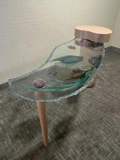 EXCEPTIONAL POST MODERN COLORFUL CARVED SEA LIFE GLASS CONSOLE - 2992994