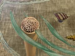 EXCEPTIONAL POST MODERN COLORFUL CARVED SEA LIFE GLASS CONSOLE - 2992996