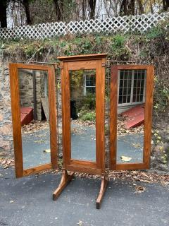 EXCEPTIONAL RARE ARCHITECTURAL INDUSTRIAL1900S OAK AND IRON TRIFOLD MIRROR - 2842290